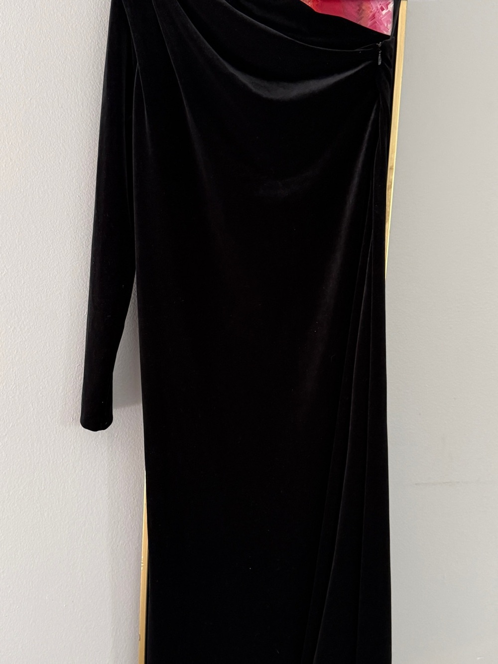 Banana Republic One-Shoulder Black Velvet Dress